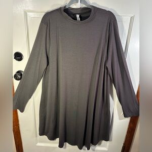 Zenana Premium Mock Neck Long Sleeve Dress Pockets Ash Grey Plus Size 3X